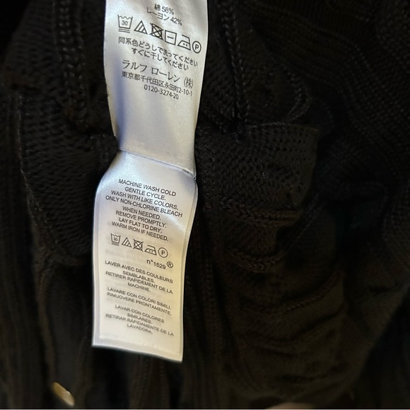 Lauren Ralph Lauren ~Black Cowl Neck Cableknit Tunic Sweater in 3X - Picture 8 of 12